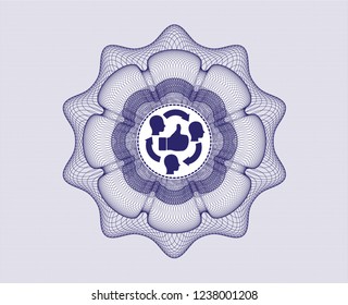 Blue abstract linear rosette with good customer feedback icon inside