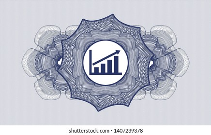 Blue abstract linear rosette with growth chart icon inside