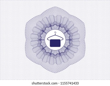 Blue abstract linear rosette with hanger with towel icon inside