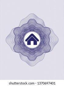 Blue abstract linear rosette with home icon inside