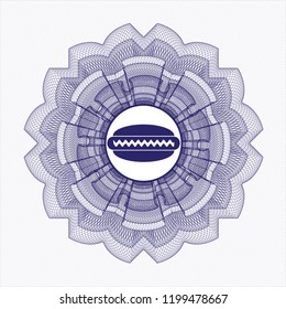 Blue abstract linear rosette with hot dog icon inside