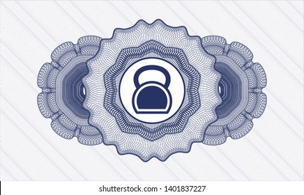 Blue abstract linear rosette with kettlebell icon inside
