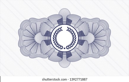 Blue abstract linear rosette with laurel wreath icon inside