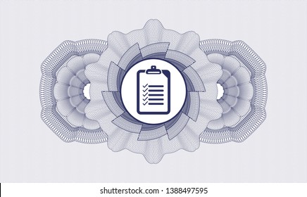 Blue abstract linear rosette with list icon inside