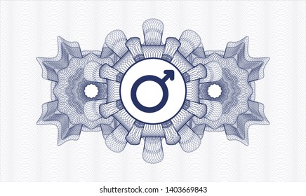 Blue abstract linear rosette with male icon inside