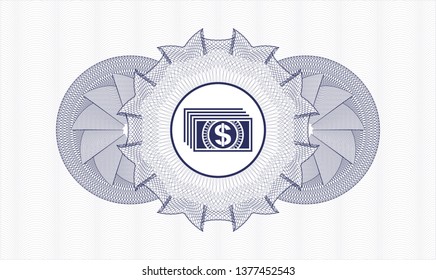 Blue abstract linear rosette with money icon inside