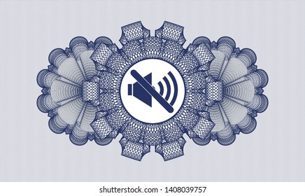 Blue abstract linear rosette with mute icon inside