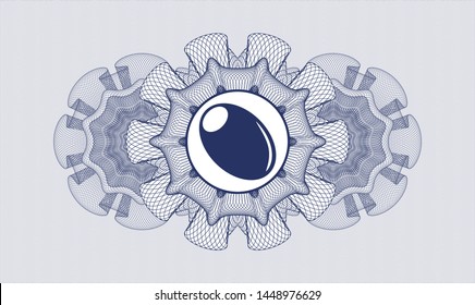 Blue abstract linear rosette with olive icon inside