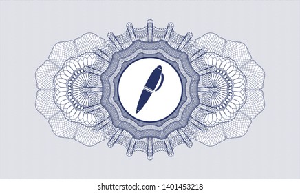 Blue abstract linear rosette with pen icon inside