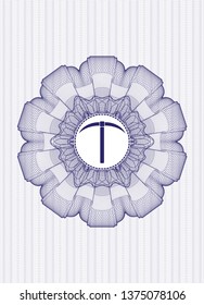 Blue abstract linear rosette with pickaxe icon inside