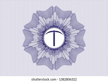 Blue abstract linear rosette with pickaxe icon inside
