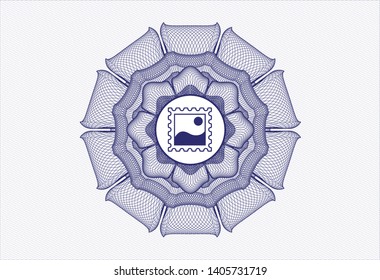 Blue abstract linear rosette with picture icon inside