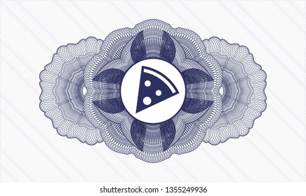 Blue abstract linear rosette with pizza slice icon inside