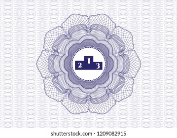 Blue abstract linear rosette with podium icon inside