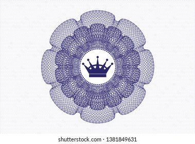 Blue abstract linear rosette with queen crown icon inside