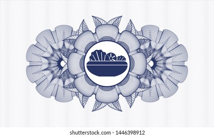 Blue abstract linear rosette with salad icon inside