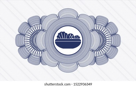 Blue abstract linear rosette with salad icon inside