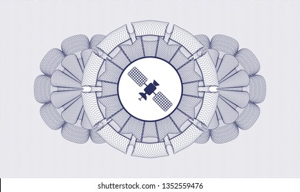 Blue abstract linear rosette with satelite icon inside