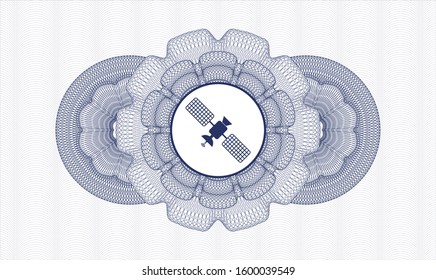 Blue abstract linear rosette with satelite icon inside