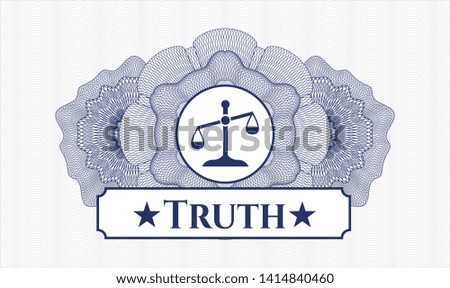 Blue abstract linear rosette with scale icon and Truth text inside