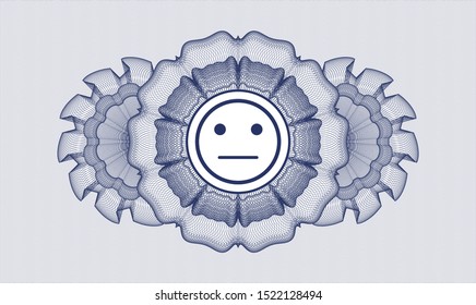 Blue abstract linear rosette with serious face icon inside