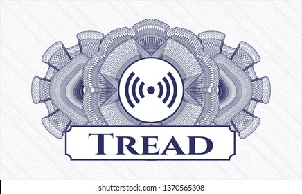 Blue abstract linear rosette with signal icon and Tread text inside