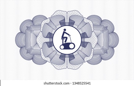 Blue abstract linear rosette with stationary bike icon inside