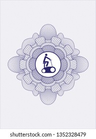 Blue abstract linear rosette with stationary bike icon inside
