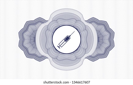 Blue abstract linear rosette with syringe icon inside