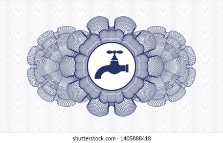 Blue abstract linear rosette with tap icon inside
