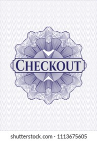 Blue abstract linear rosette with text Checkout inside