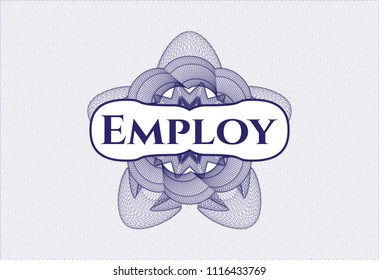 Blue abstract linear rosette with text Employ inside