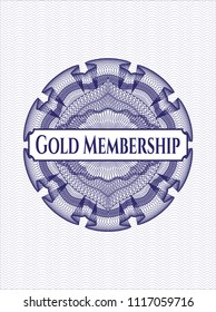 Blue abstract linear rosette with text Gold Membership inside
