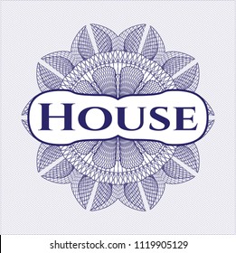 Blue abstract linear rosette with text House inside