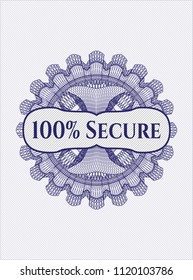 Blue abstract linear rosette with text 100% Secure inside