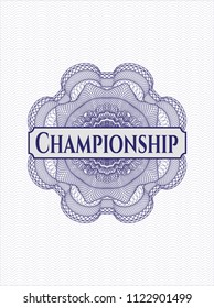 Blue abstract linear rosette with text Championship inside