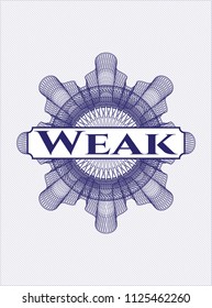 Blue abstract linear rosette with text Weak inside