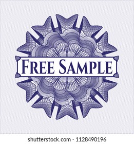 Blue abstract linear rosette with text Free Sample inside