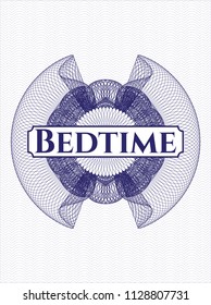 Blue abstract linear rosette with text Bedtime inside