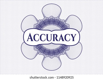 Blue abstract linear rosette with text Accuracy inside
