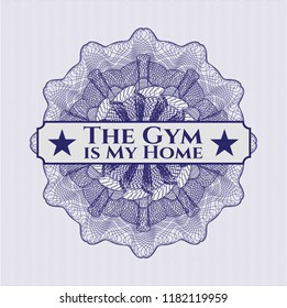 Blue abstract linear rosette with text The Gym is My Home inside