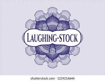 Blue abstract linear rosette with text Laughing-stock inside
