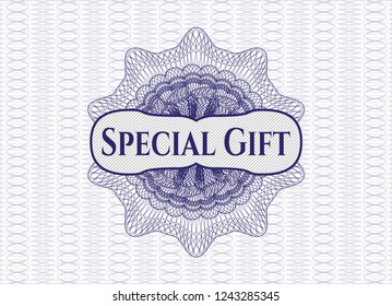 Blue abstract linear rosette with text Special Gift inside
