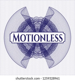 Blue abstract linear rosette with text Motionless inside