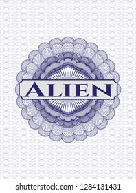 Blue abstract linear rosette with text Alien inside