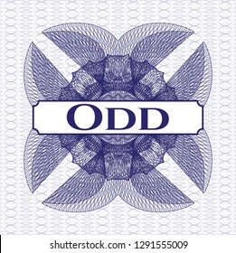 Blue abstract linear rosette with text Odd inside