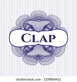 Blue abstract linear rosette with text Clap inside
