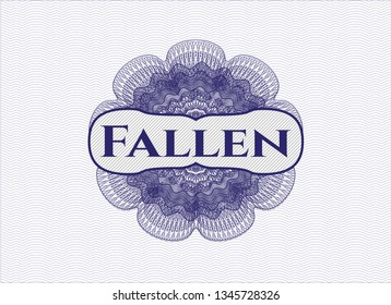 Blue abstract linear rosette with text Fallen inside