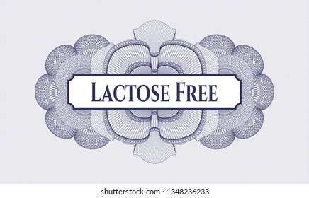 Blue abstract linear rosette with text Lactose Free inside