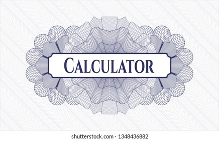 Blue abstract linear rosette with text Calculator inside